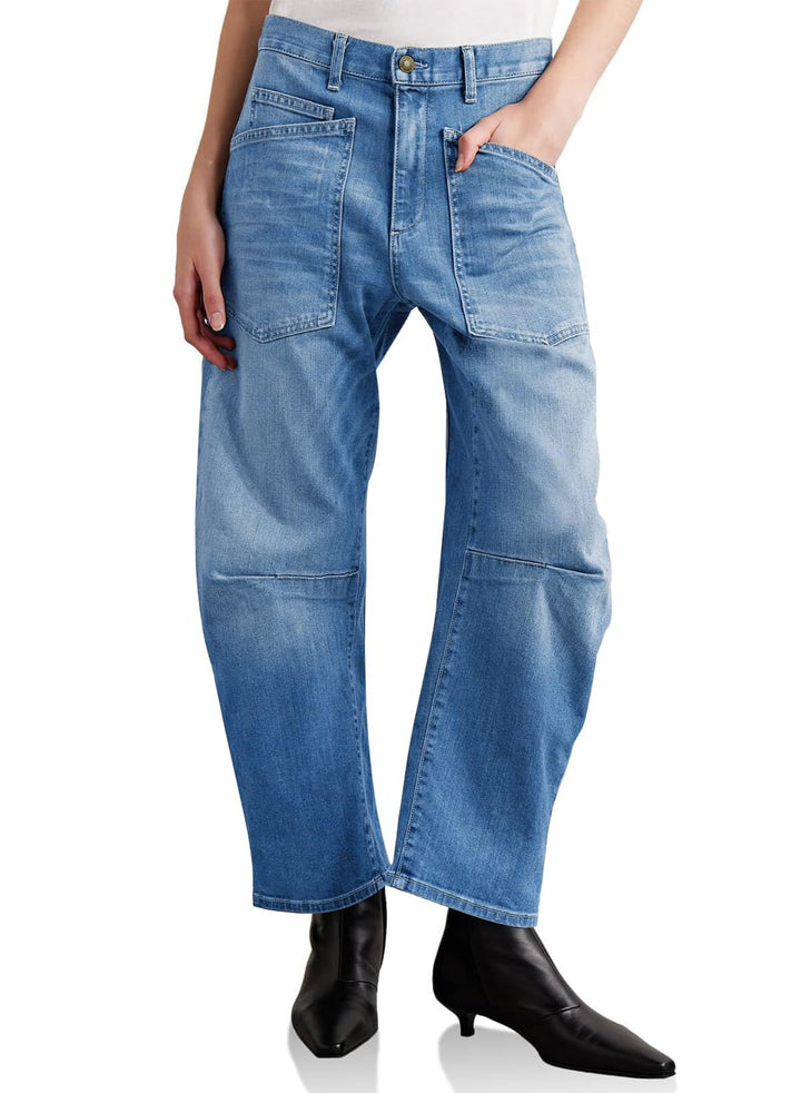 Damer halvhöga denimbyxor med unika påsydda fickor Mirla-Eva Jonsson