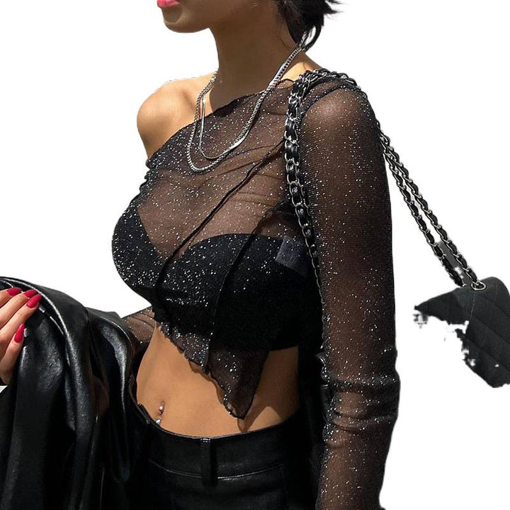 Damer halvtransparent blus med glittrande accenter Mirla-Eva Jonsson