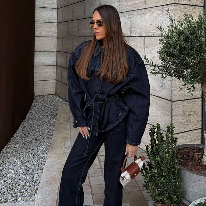 Damer hög midja jeans med breda ben och fin bearbetning Mirla-Eva Jonsson
