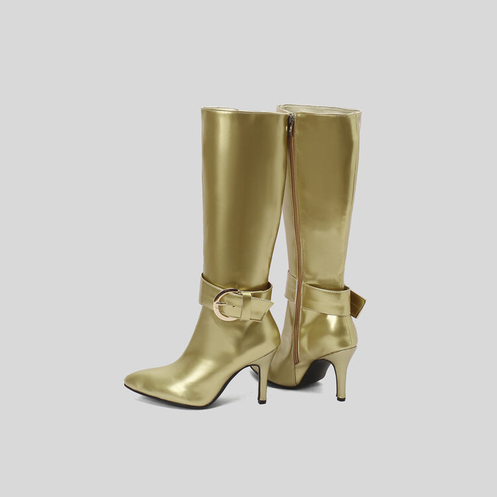 Damer högklackade stövlar med metallic finish Mirla-Eva Jonsson