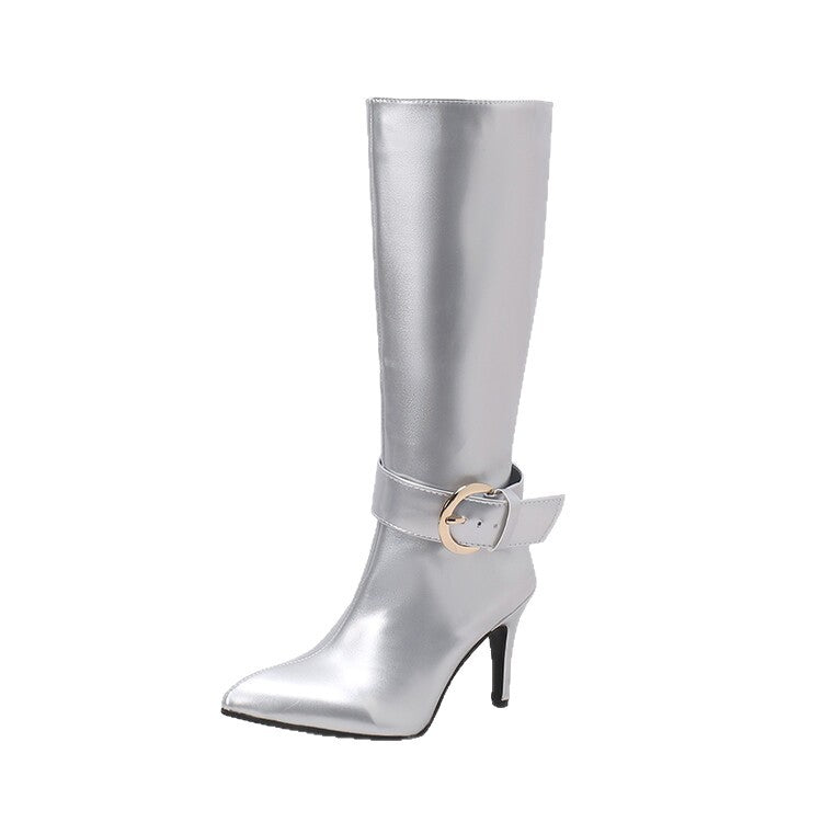 Damer högklackade stövlar med metallic finish Mirla-Eva Jonsson