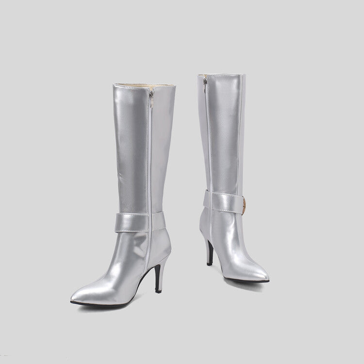 Damer högklackade stövlar med metallic finish Mirla-Eva Jonsson