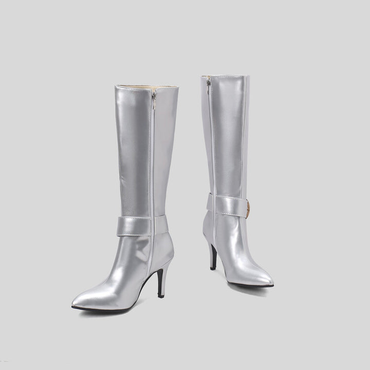 Damer högklackade stövlar med metallic finish Mirla-Eva Jonsson