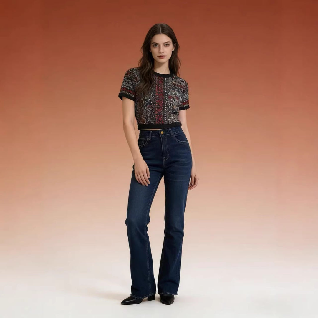 Damer högmidjade bootcut jeans i elegant design Mirla-Eva Jonsson