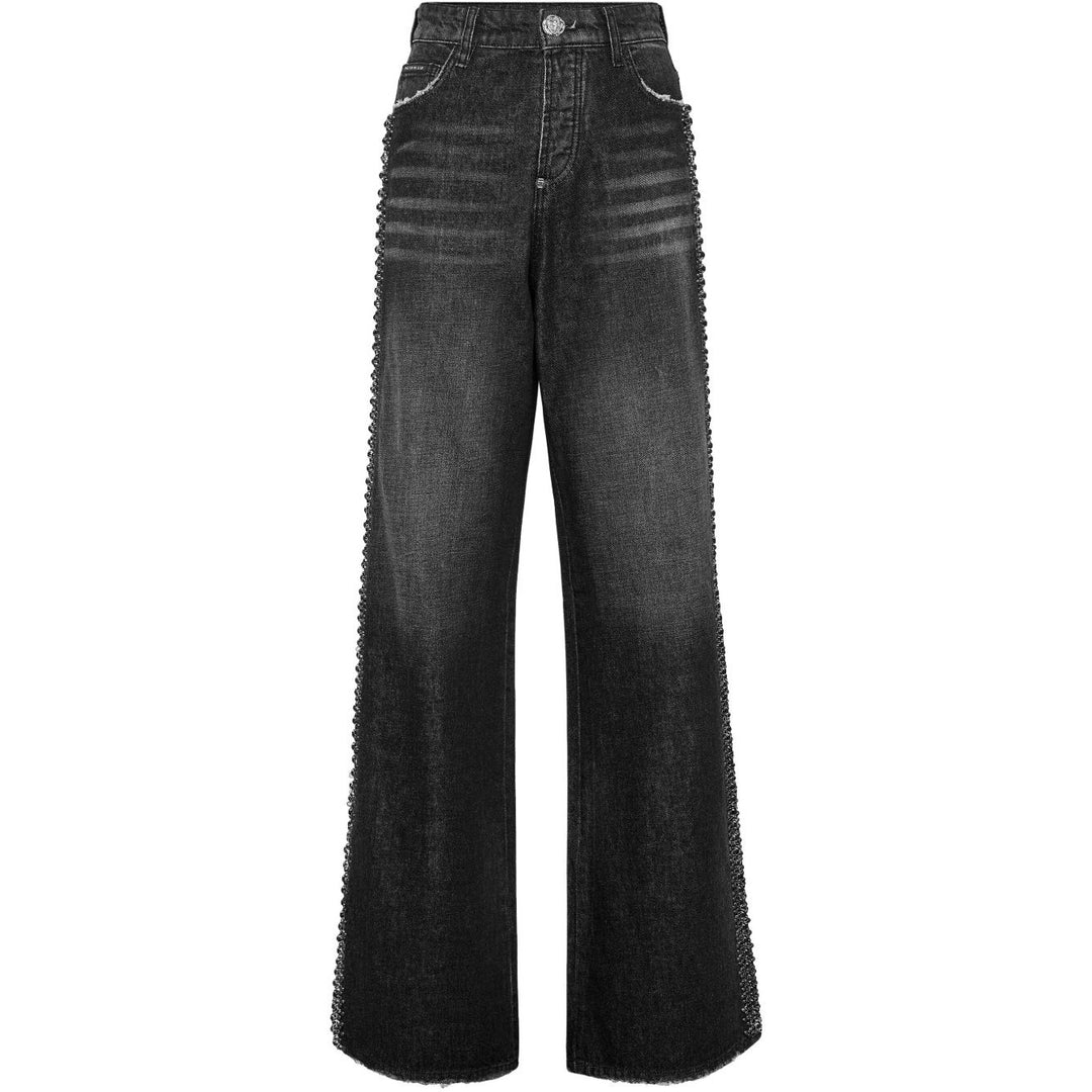 Damer högmidjade jeans med glittrande strassdetaljer Mirla-Eva Jonsson