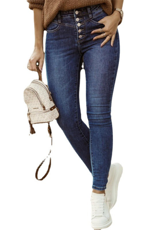 Damer högmidjade jeans med knapplista och slim fit skärning Mirla-Eva Jonsson