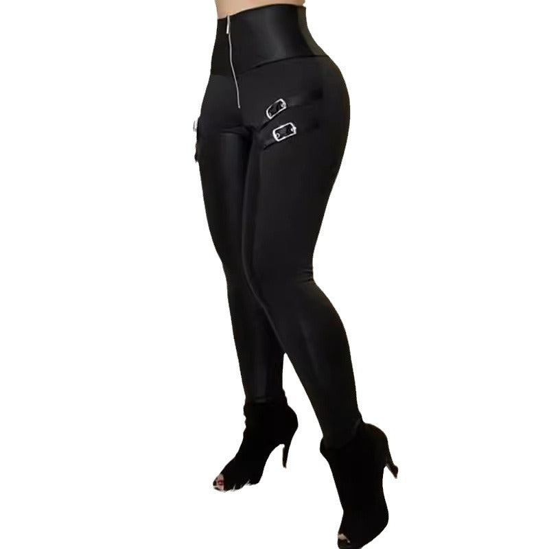 Damer högmidjade leggings med trendiga spänndetaljer Mirla-Eva Jonsson