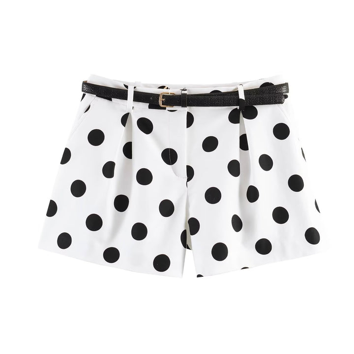 Damer högmidjade shorts med elegant veck och smalt bälte Mirla-Eva Jonsson