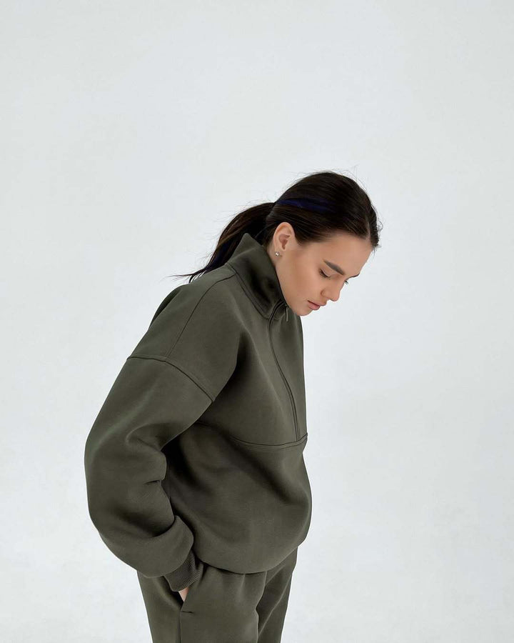 Damer högpresterande fleece sweatshirt med ståkrage och dragkedja Eva Jonsson-Eva Jonsson