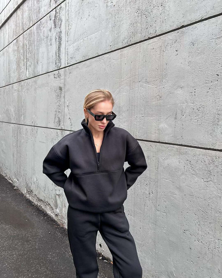 Damer högpresterande fleece sweatshirt med ståkrage och dragkedja Eva Jonsson-Eva Jonsson