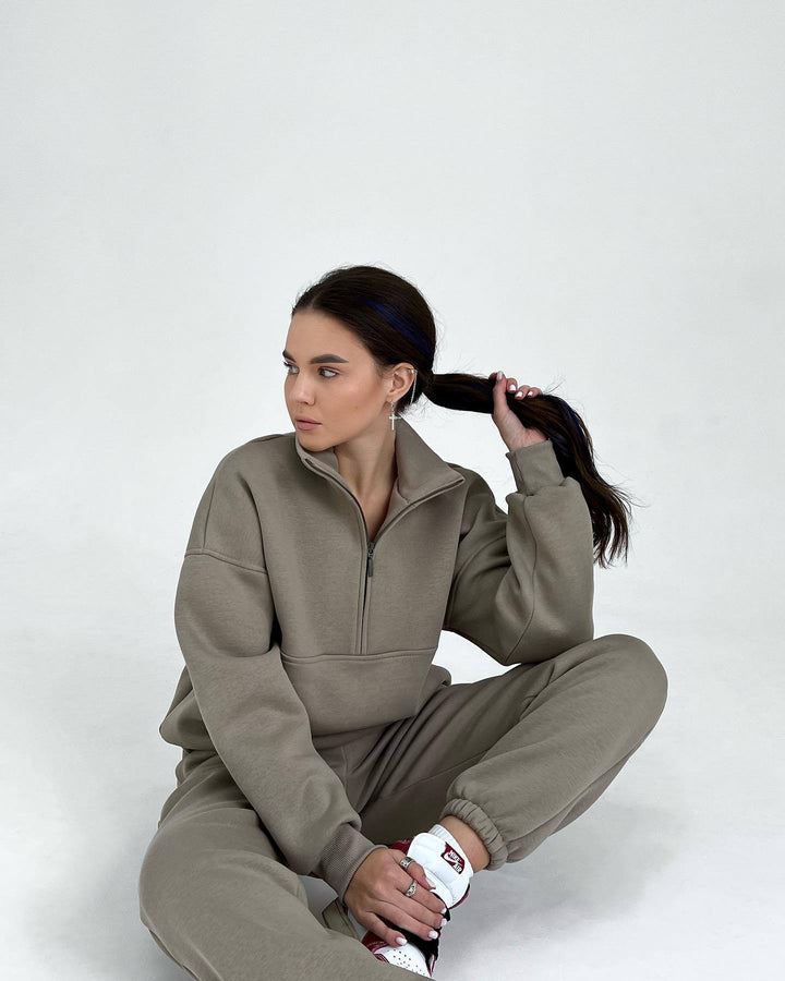 Damer högpresterande fleece sweatshirt med ståkrage och dragkedja Eva Jonsson-Eva Jonsson
