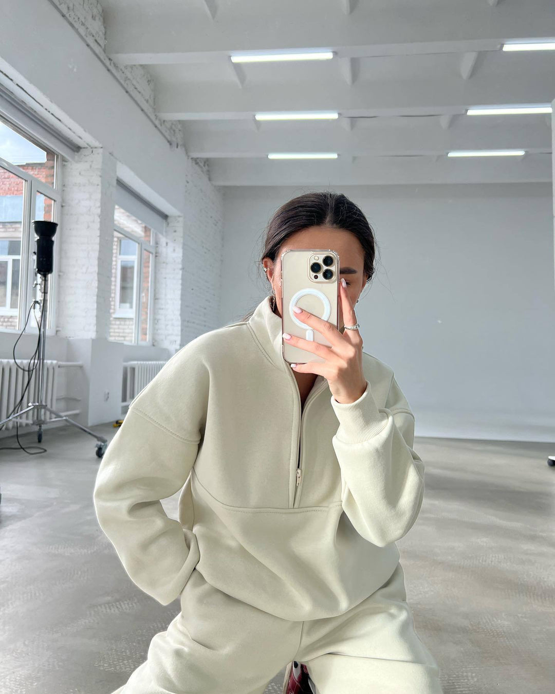 Damer högpresterande fleece sweatshirt med ståkrage och dragkedja Eva Jonsson-Eva Jonsson