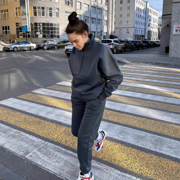 Damer högpresterande fleece sweatshirt med ståkrage och dragkedja Eva Jonsson-Eva Jonsson