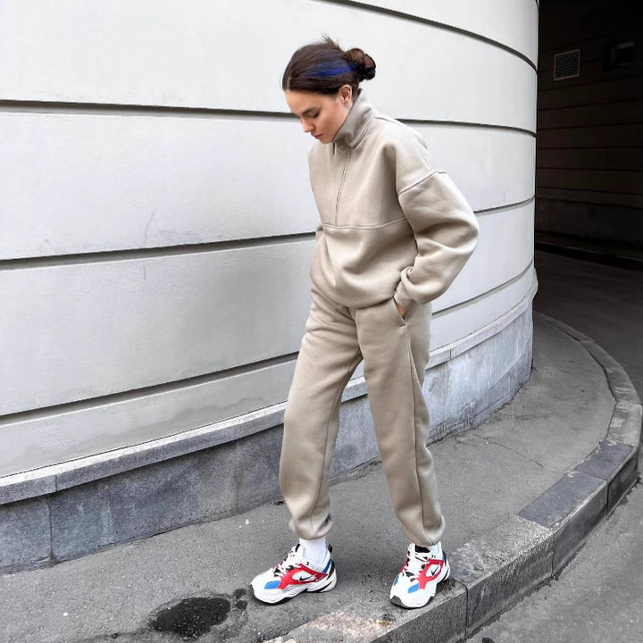 Damer högpresterande fleece sweatshirt med ståkrage och dragkedja Eva Jonsson-Eva Jonsson