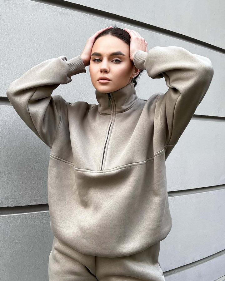 Damer högpresterande fleece sweatshirt med ståkrage och dragkedja Eva Jonsson-Eva Jonsson