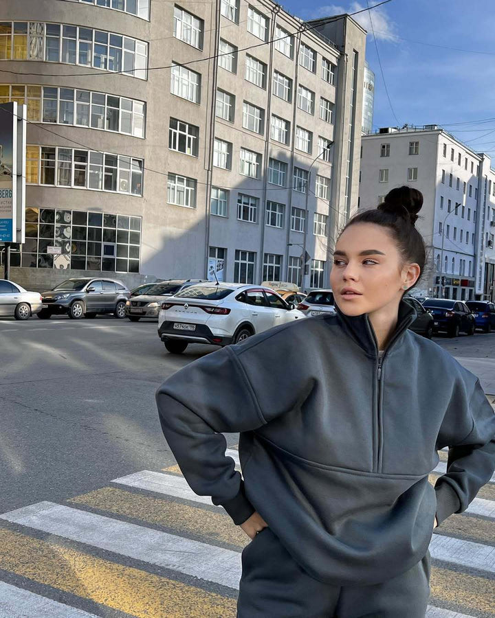 Damer högpresterande fleece sweatshirt med ståkrage och dragkedja Eva Jonsson-Eva Jonsson