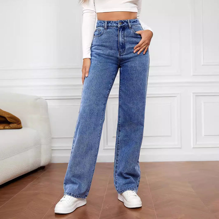 Damer högskurna denimjeans med vida ben Mirla-Eva Jonsson