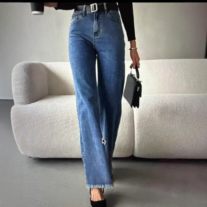 Damer högskurna vida jeans i vintage-stil med autentisk used-look Eva Jonsson-Eva Jonsson
