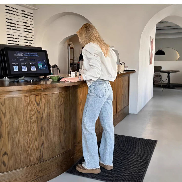 Damer högskurna vida jeans i vintage-stil med autentisk used-look Eva Jonsson-Eva Jonsson
