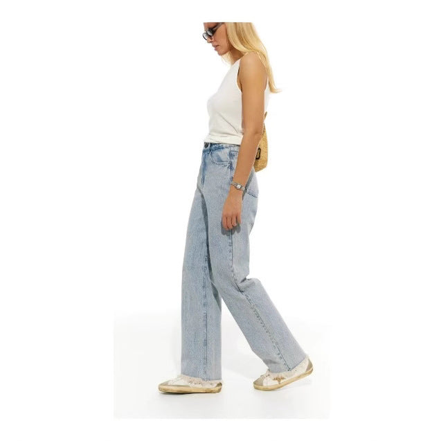 Damer högskurna vida jeans i vintage-stil med autentisk used-look Eva Jonsson-Eva Jonsson
