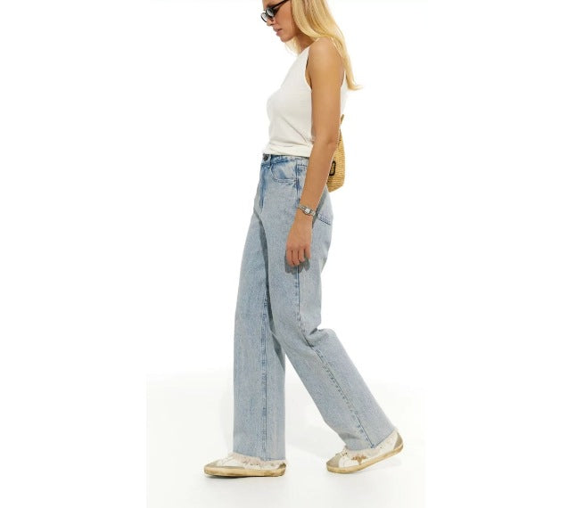 Damer högskurna vida jeans i vintage-stil med autentisk used-look Eva Jonsson-Eva Jonsson