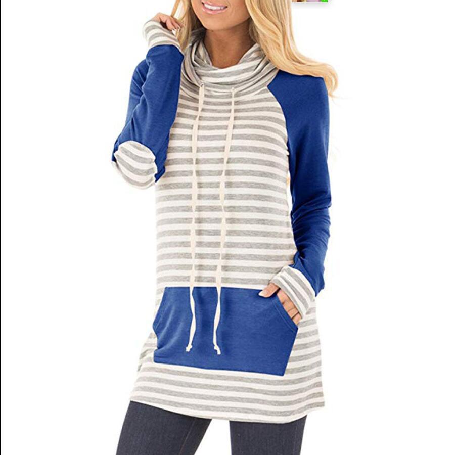 Damer hooded sweatshirt med randigt mönster och praktiska fickor Eva Jonsson-Eva Jonsson