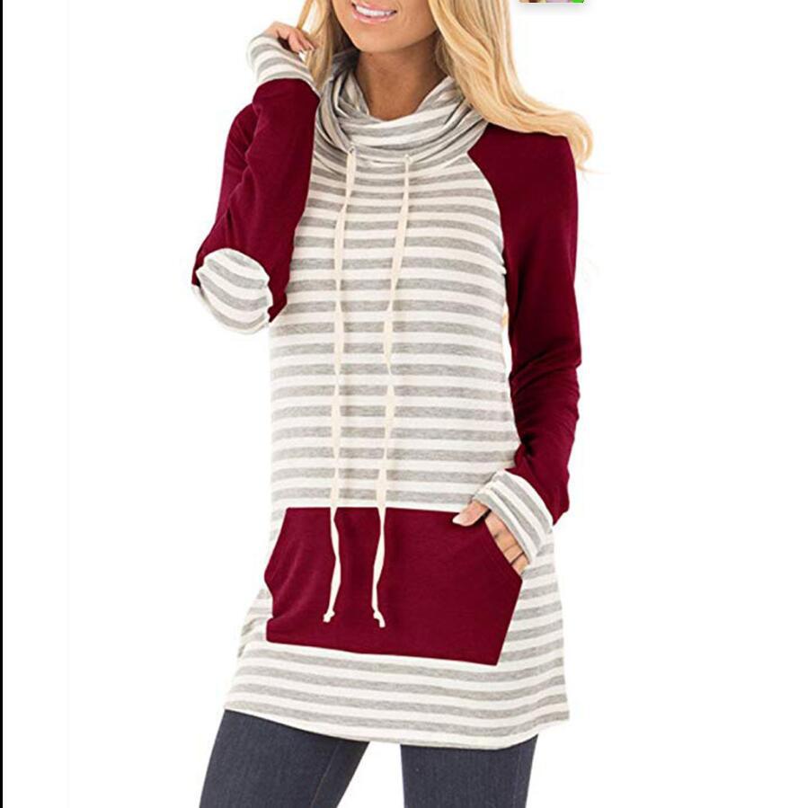 Damer hooded sweatshirt med randigt mönster och praktiska fickor Eva Jonsson-Eva Jonsson