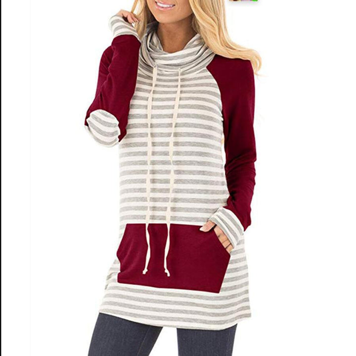 Damer hooded sweatshirt med randigt mönster och praktiska fickor Eva Jonsson-Eva Jonsson