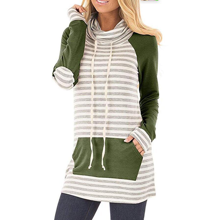 Damer hooded sweatshirt med randigt mönster och praktiska fickor Eva Jonsson-Eva Jonsson