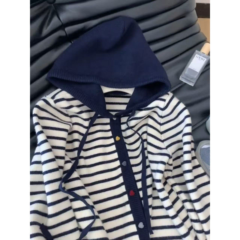 Damer hoodie cardigan med randig design Mirla-Eva Jonsson