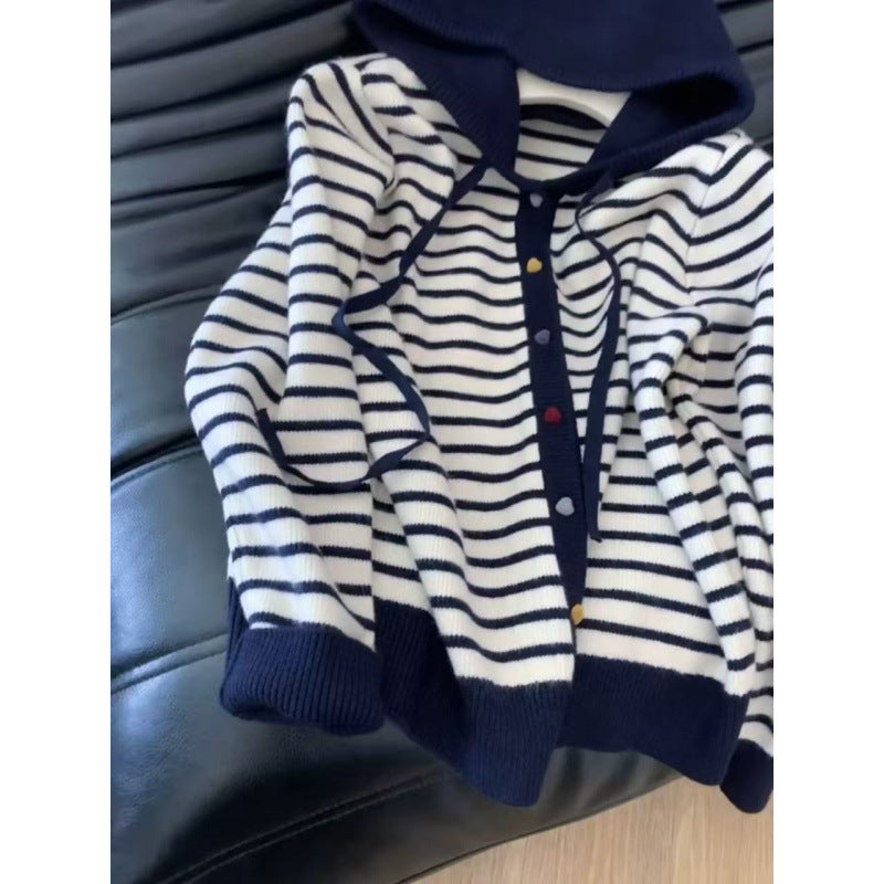 Damer hoodie cardigan med randig design Mirla-Eva Jonsson