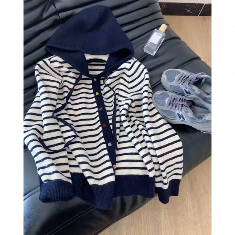 Damer hoodie cardigan med randig design Mirla-Eva Jonsson