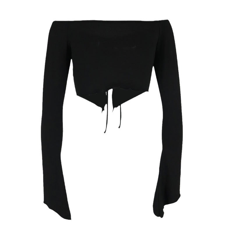 Damer hoodie crop-top med bred ärm och dragsko Mirla-Eva Jonsson