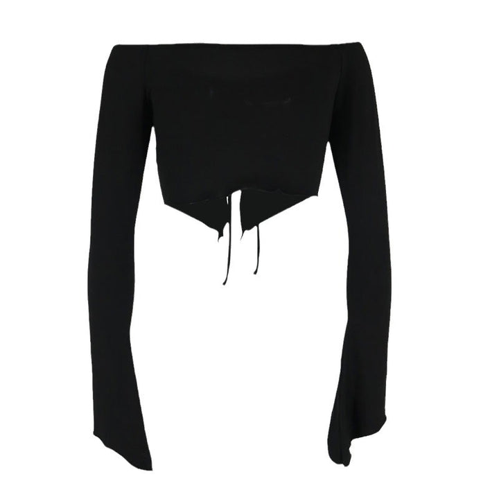 Damer hoodie crop-top med bred ärm och dragsko Mirla-Eva Jonsson
