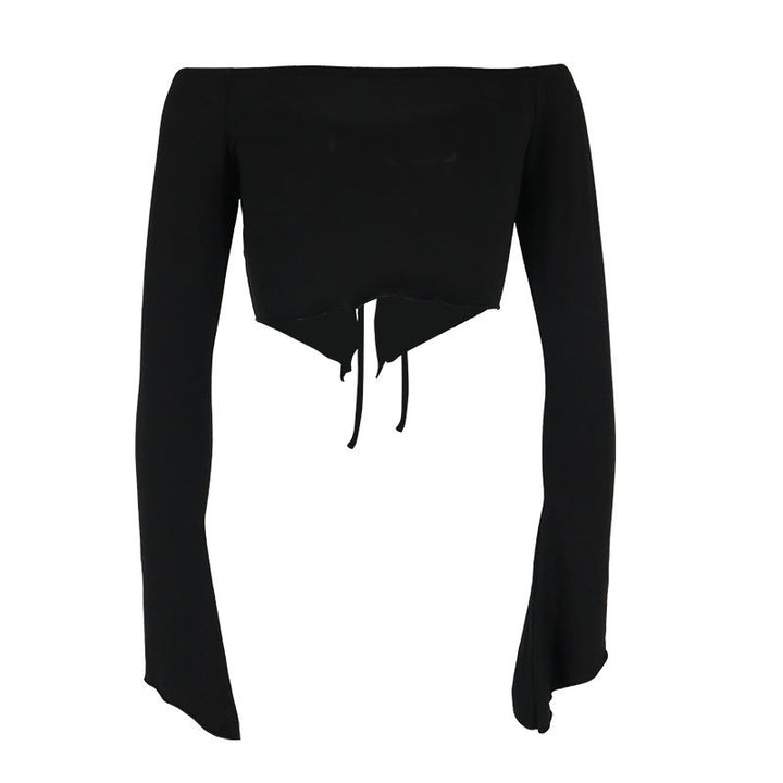 Damer hoodie crop-top med bred ärm och dragsko Mirla-Eva Jonsson