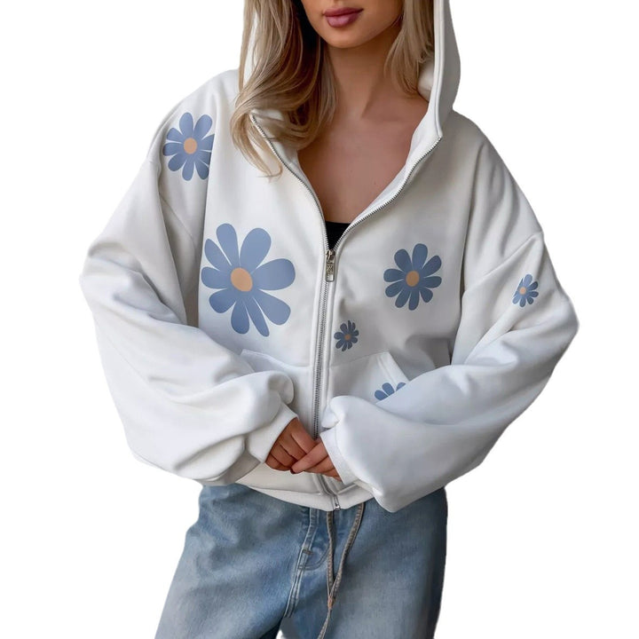 Damer hoodie med blommönster och oversized skärning Mirla-Eva Jonsson