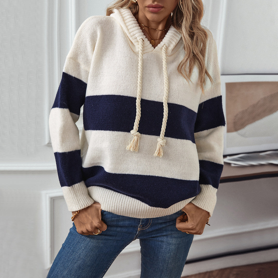 Damer hoodie med breda ränder och mjukt material Mirla-Eva Jonsson