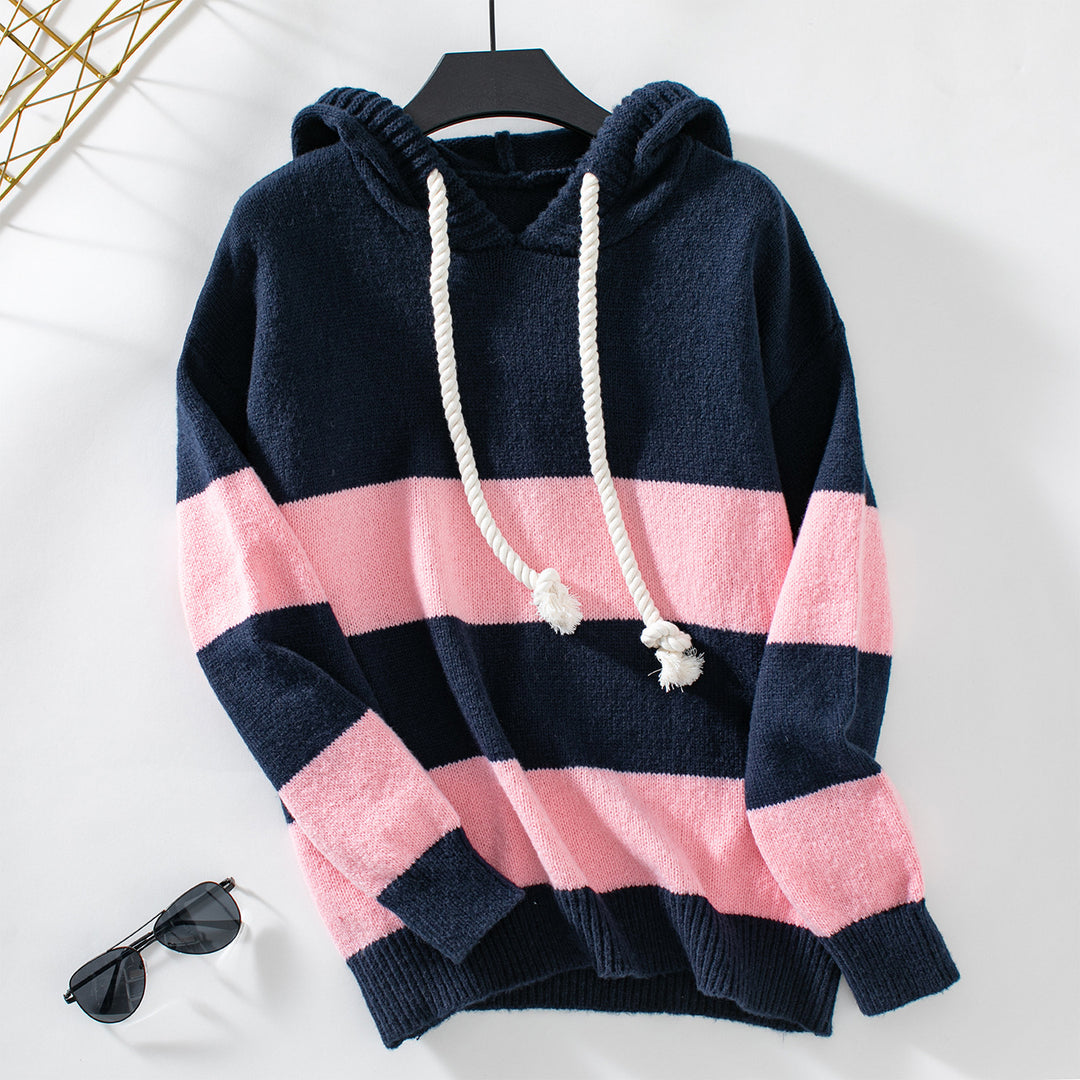Damer hoodie med breda ränder och mjukt material Mirla-Eva Jonsson
