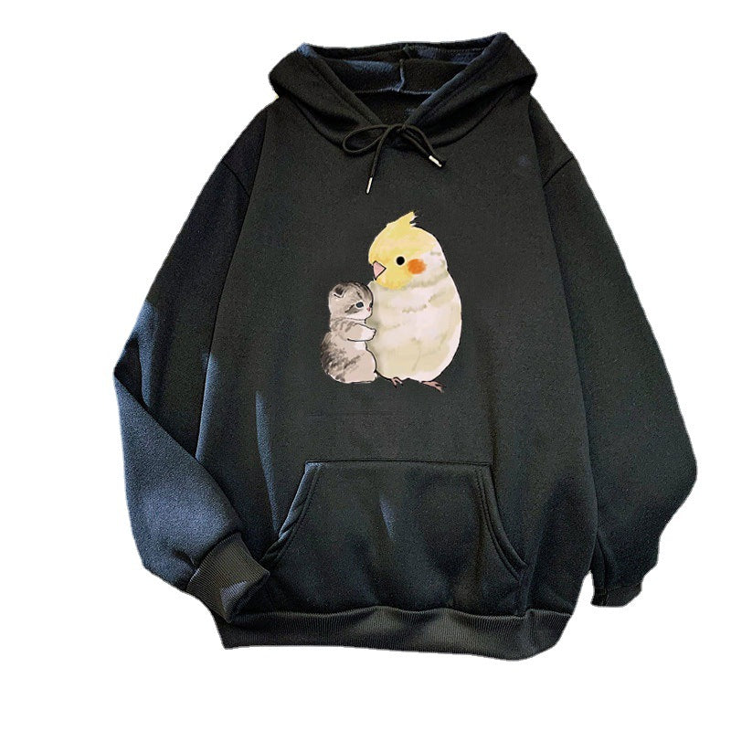 Damer hoodie med djurmotiv Mirla-Eva Jonsson