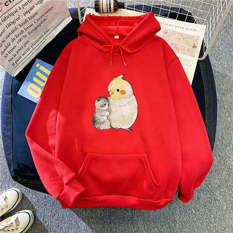 Damer hoodie med djurmotiv Mirla-Eva Jonsson