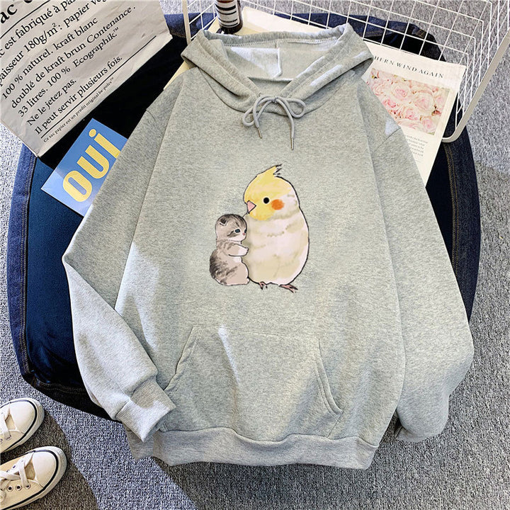 Damer hoodie med djurmotiv Mirla-Eva Jonsson