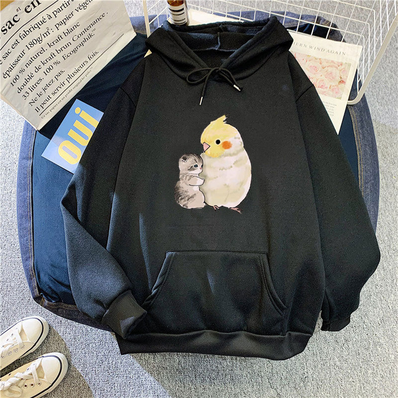 Damer hoodie med djurmotiv Mirla-Eva Jonsson