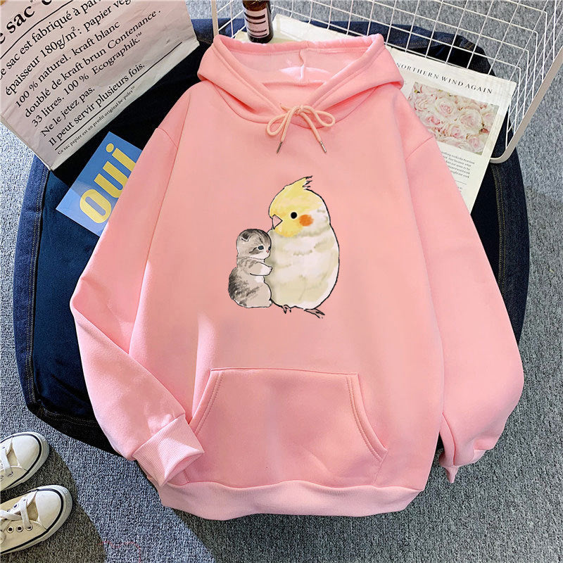 Damer hoodie med djurmotiv Mirla-Eva Jonsson