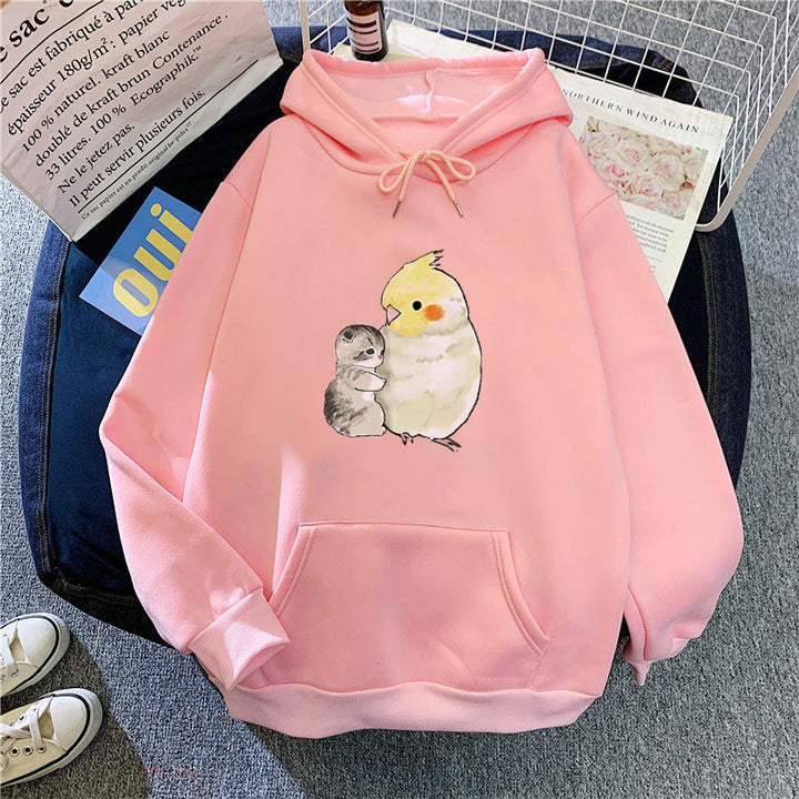 Damer hoodie med djurmotiv Mirla-Eva Jonsson