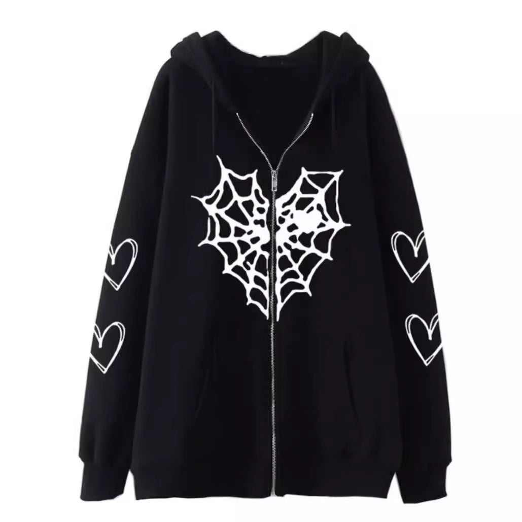 Damer hoodie med dynamiskt spindelnätsdesign Mirla-Eva Jonsson
