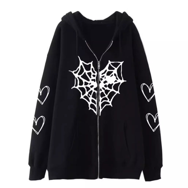 Damer hoodie med dynamiskt spindelnätsdesign Mirla-Eva Jonsson