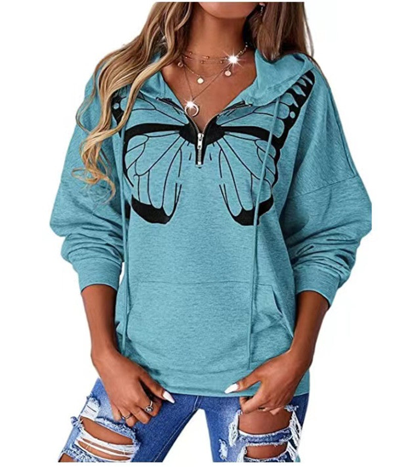 Damer hoodie med fjärilstryck Mirla-Eva Jonsson