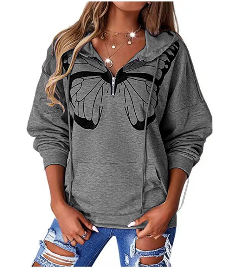 Damer hoodie med fjärilstryck Mirla-Eva Jonsson
