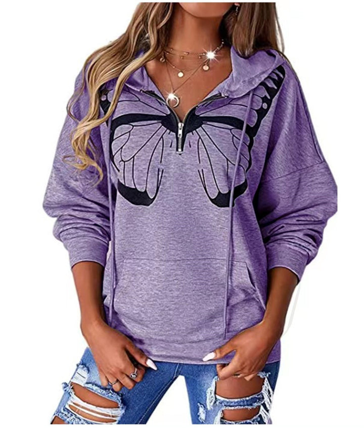 Damer hoodie med fjärilstryck Mirla-Eva Jonsson