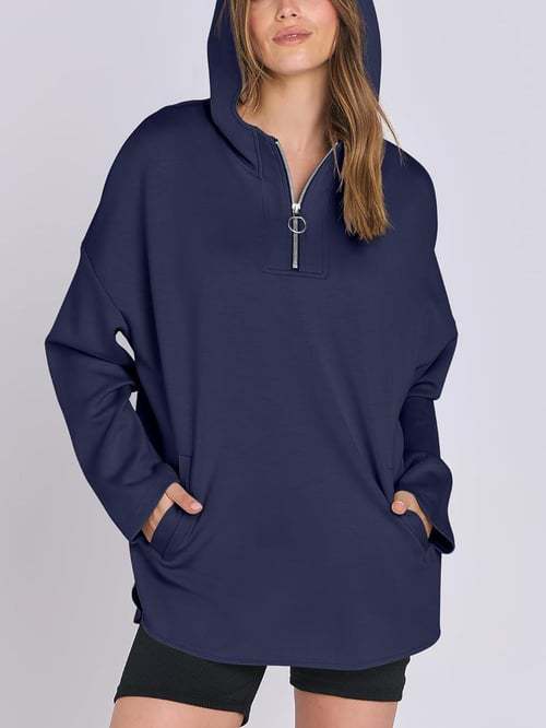 Damer hoodie med halv dragkedja och lös passform Mirla-Eva Jonsson